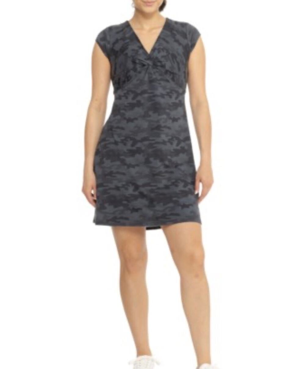 Soybu Everyday Dress Cap Sleeve Gray Camo Large Wicking Actice Outdoor